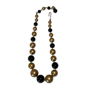 Vintage 50s Black and Gold Graduated Bead Choker Necklace
